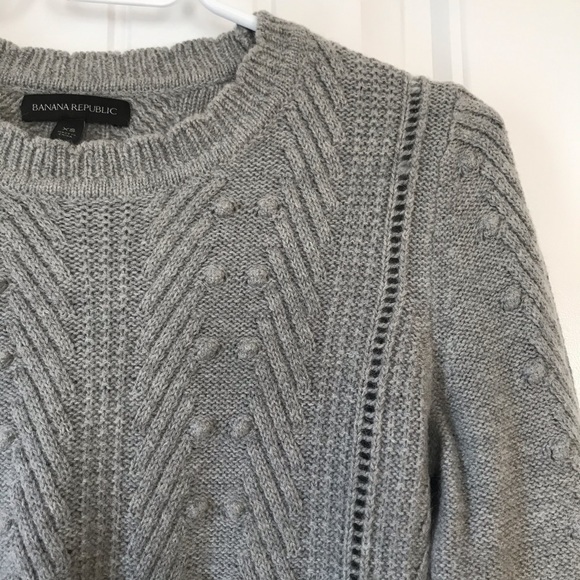 Banana Republic Grey Pom Pom Cable Knit Sweater - Picture 4 of 7